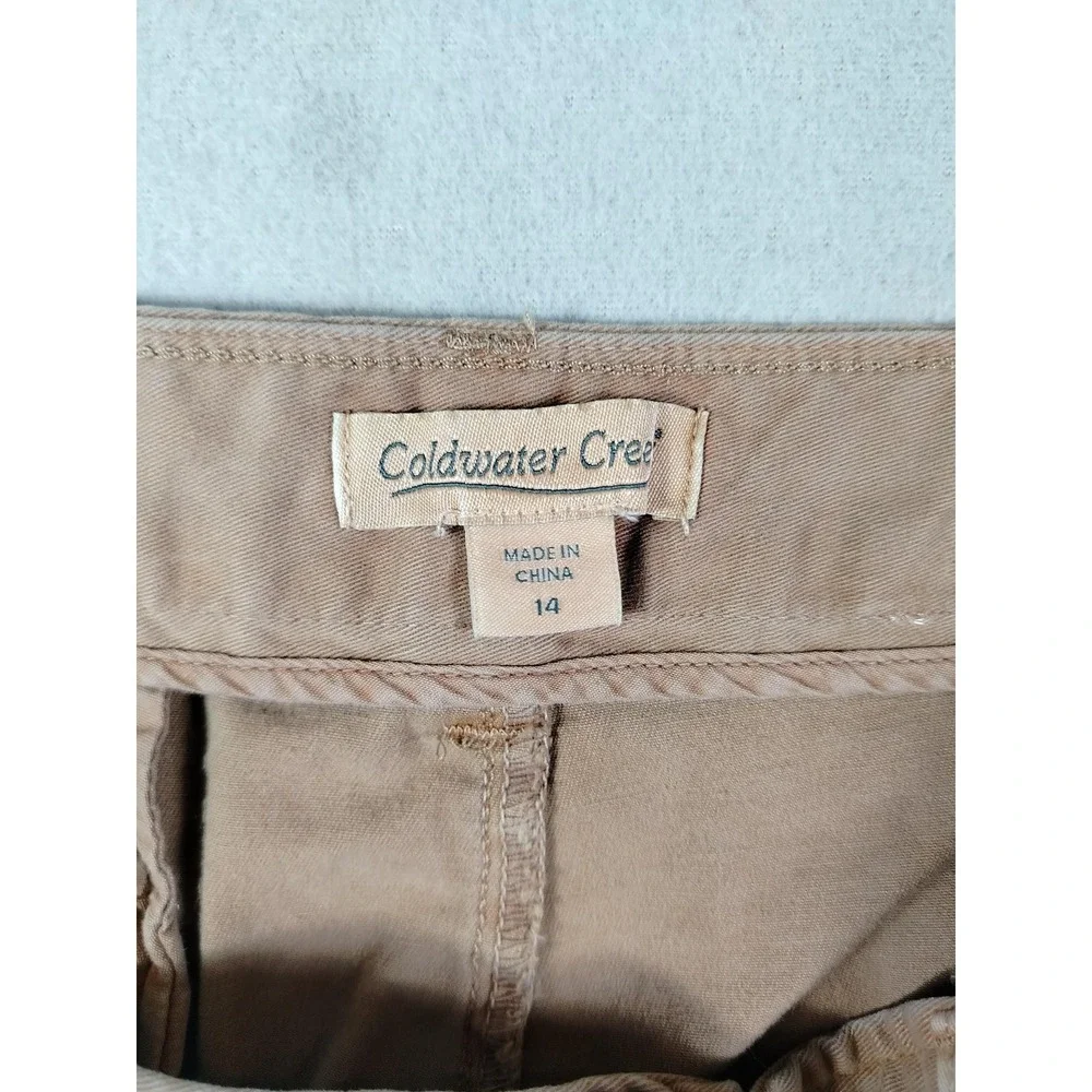 Coldwater Creek Pants Womens 14 Beige Chino Twill Adjustable Waist‎ Stretch